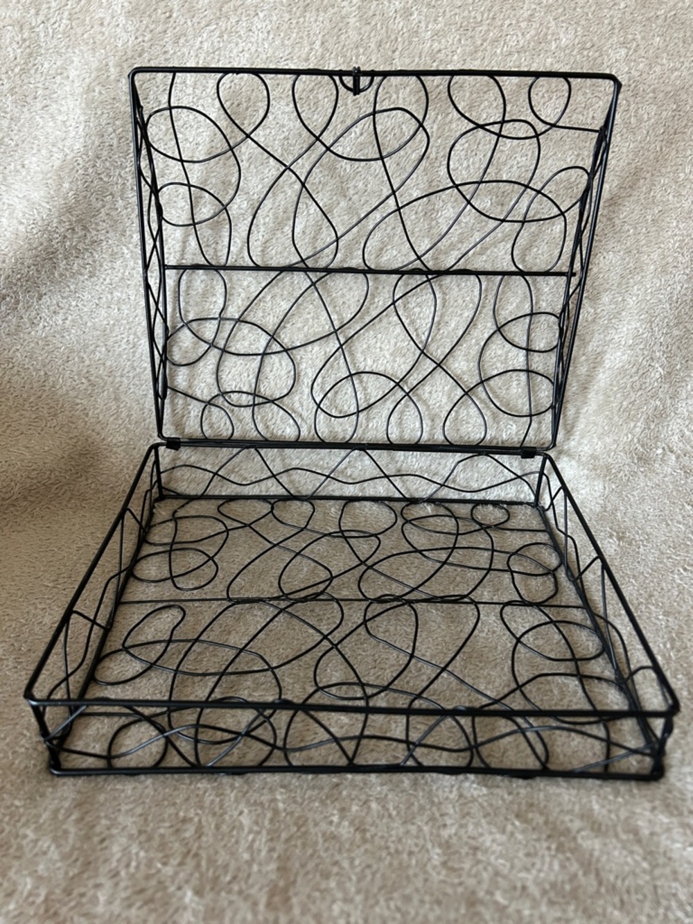 Vintage Decorative Black Wire Display Rack Storage Wire Box Farmhouse Chic Style